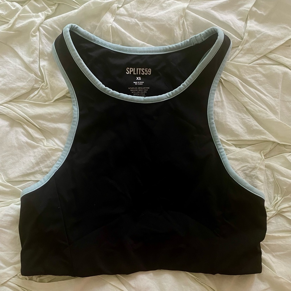 Splits59 Black and Light Blue Sports Bra Size XS